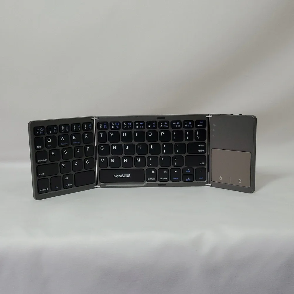 Samsers Foldable Bluetooth Keyboard With Touchpad, Full-Size Wireless ~ Black